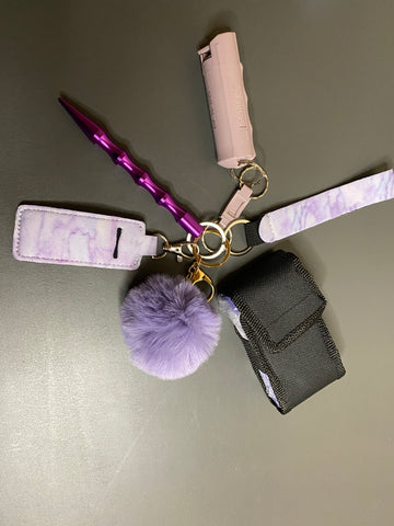 Purple marble self defense keychain